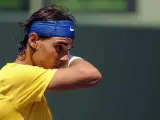 Rafa Nadal en un momento del partido del Torneo de Miami que ha jugado contra Andy Roddick.