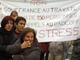 Trabajadores de France Télécom protestan por su situación.