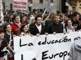 Los estudiantes protestaron por el centro de Madrid.