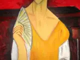 La femme à l'éventail de Amédéo Modigliani reúne algunas de las características propias de sus retratos: sencillez de líneas y composición, una melancolía acusada y una mirada perdida, ajena al espectador.