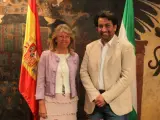 Muñoz y el nuevo propietario del Málaga, el jeque de Qatar, Abdullah Ben Nasser