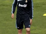 El jugador del Real Madrid José María Gutiérrez 'Guti', durante el entrenamiento que realizó en Valdebebas.