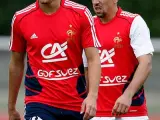 Karim Benzema y Franck Ribéry, durante un entrenamiento con la selección francesa en 2009.