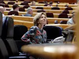 La vicepresidenta segunda del Gobierno, Elena Salgado, durante un pleno del Senado.