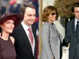 Sonsoles Espinosa junto a Zapatero y Ana Botella junto a Aznar.