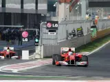 Fernando Alonso, piloto de Ferrari, durante los entrenamientos del Gran Premio de Corea.