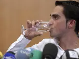 Alberto Contador, durante la rueda de prensa que ofreció para explicar su posición ante el positivo por clembuterol que se le dectectó en el último Tour.