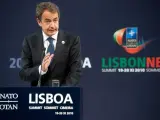 Zapatero garantizó en Lisboa ante los países de la OTAN que el compromiso de España en Afganistán es "firme" y se va a mantener.