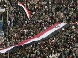Vista general de la protesta contra el presidente Hosni Mubarak convocada en la plaza Tahrir en El Cairo.