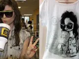 Imagen de la bloguera Betty Autier (izda) y una supuesta camiseta de la marca Zara (dcha).