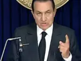 Hosni Mubarak, durante su último discurso en la televisión estatal egipcia.