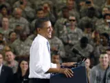 Obama, en la base militar de Fort Campbell, en Kentucky.