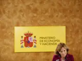 Elena Salgado, durante una rueda de prensa.