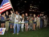 Un grupo de manifestantes del movimiento Occupy Boston protesta en el parque de Rose Fitzgerald Kennedy.
