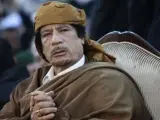 Imagen del presidente libio, Muamar Gadafi, en una ceremonia religiosa en Trípoli en 13 de febrero.