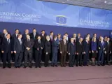Foto de familia de los jefes de Estado y de Gobierno de la UE durante la última cumbre europea.