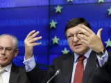 Los presidentes de la Comisión Europea y del Consejo Europeo, José Manuel Durao Barroso (derecha) y Herman Van Rompuy.