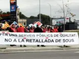 Unos 40 Mossos esperan al conseller Puig en el complejo Egara para protestar contra los recortes.