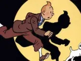 Una imagen del popular repotero de cómic, Tintín, y su perro Milú.