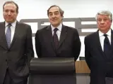 Jesús Terciado, presidente de Cepyme; Juan Rosell, presidente de la CEOE y Arturo Fernandez, presidente de la patronal madrileña