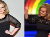 Adele, en dos momentos de la ceremonia de los Brit Awards.
