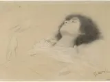 'Estudio de una muchacha yacente, dos estudios de manos', un boceto para el Burgtheater, el teatro vienés que Klimt decoró con frescos en 1887