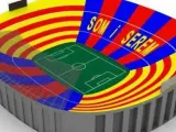 Imagen virtual realizada por el FC Barcelona del mosaico que se mostrará en la previa del 'clásico'.