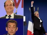 Hollande, Sarkozy y Le Pen.
