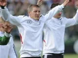 Bastian Schweinsteiger en un entrenamiento de la selección de Alemania.