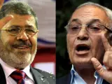 El candidato presidencial islamista Mohammed Morsi (i) el 17 de mayo en Banha, Egipto, y el candidato procedente de la 'era Mubarak' Ahmed Shafik (d).
