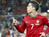 Cristiano Ronaldo celebra un gol de Portugal en la Eurocopa.