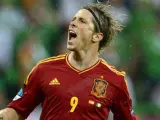 Fernando Torres celebró a lo grande su segundo gol ante Irlanda.