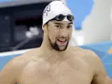 Michael Phelps durante un entrenamiento en el centro acuático de Londres.