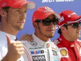 Hamilton, Button y Massa celebran ser los más rápidos en la clasificación de Monza.