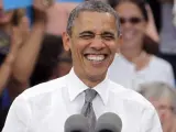 El presidente de Estados Unidos y candidato a la reelección, Barack Obama, habla en un acto electoral en Columbus (Ohio, EE UU).