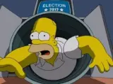 Homer Simpson, durante la votación en las elecciones 2012.