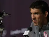 El nadador estadounidense, Michael Phelps, en la rueda de prensa de su despedida.