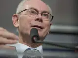 El presidente del Consejo de Europa, Herman Van Rompuy, tras su reunión con el primer ministro finlandés, Jyrki Katainen, en Helsinki (Finlandia)