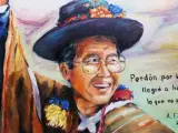 Fotografía cedida por el excongresista peruano Carlos Raffo, el jueves 18 de octubre de 2012, donde aparece la imagen de un supuesto autorretrato del expresidente encarcelado Alberto Fujimori, en el que está escrita la frase "perdón por lo que no llegué a hacer y por lo que no pude evitar".