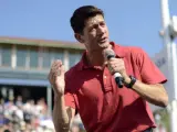 El candidato a vicepresidente republicano Paul Ryan durante un evento de campaña en Jacksonville, Florida.