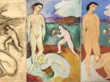 Dibujo para 'El lujo' (1907), 'El lujo I' (1907) y 'El lujo II' (1907-1908), una de las progresiones de obras incluidas en la exposición 'Matisse: In Search of True Painting' ('Matisse: en busca de la pintura verdadera'), en Nueva York