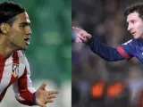 Los jugadores de Atlético de Madrid y Barcelona, Radamel Falcao y Leo Messi.