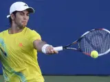 El español Fernando Verdasco devuelve la pelota.