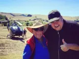 Fotografía subida a Instagram por Kim Dotcom tras sobrevivir a un aterrizaje de emergencia en helicóptero.