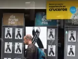 Vista de una oficina de Vibo, del grupo Orizona, en el centro de Bilbao, después del anuncio de su cierre.