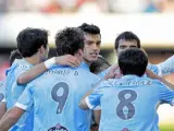 Los jugadores del Celta de Vigo durante la celebración de un gol.