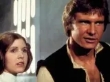Los actores Mark Hamill, Carrie Fisher y Harrison Ford, en un fotograma de 'La guerra de las galaxias'.