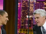 Jay Leno (izda), con Barack Obama en 'The Tonight Show'.