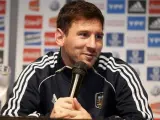 El delantero argentino Leo Messi durante una rueda de prensa.