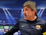 Jordi Roura, segundo entrenador del Barça, en rueda de prensa en Champions.